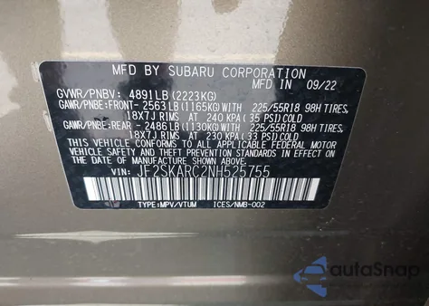 2022 Subaru Forester Touring from USA, damaged, VIN JF2SKARC2NH525755